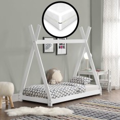 Pat copii Adri W80 cu saltea brad alb [en.casa] HausGarden Leisure foto