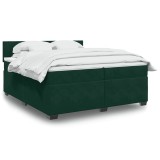 vidaXL Pat box spring cu saltea, verde &icirc;nchis, 200x200 cm, catifea 3286399