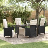 VidaXL Set de masă pentru grădină cu pernă 5 pcs Negru Rattan poli 3379663