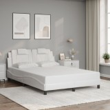 VidaXL Cadru de pat cu tăblie, alb, 140x190 cm, piele ecologică