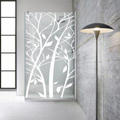 Paravan dus walk-in Aqua Roy® INOX, model Wood alb, sticla 8 mm clara, securizata, anticalcar, 120x195 cm