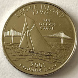 AMERICA QUARTER 1/4 DOLLAR 2001 LITERA P.(STATUL OCEANULUI ),PLACAT PLATINA, America de Nord, Cupru-Nichel