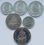 Set 6 Statele E Caraibiene Caraibe 1, 2, 5, 10, 25 cents 1 Dollar 2004 2009 A028, America Centrala si de Sud