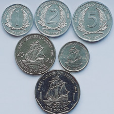 Set 6 Statele E Caraibiene Caraibe 1, 2, 5, 10, 25 cents 1 Dollar 2004 2009 A028