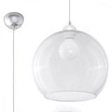 Lampă Suspendată Ball Transparent Oțel/Sticlă 1 Bec Rotund Minimalist De Interior