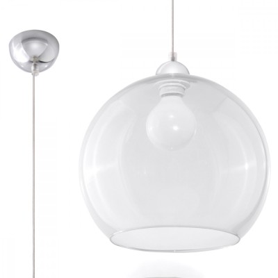 Lampă Suspendată Ball Transparent Oțel/Sticlă 1 Bec Rotund Minimalist De Interior foto