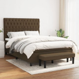 Cumpara ieftin Pat box spring cu saltea, maro &icirc;nchis, 140x200 cm, textil