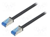 Patch cord S/FTP 6a 7,5m 26AWG LOGILINK Cu PE negru