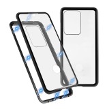 Husa pentru Samsung Galaxy S20 Ultra - Sticla Fata si Spate 360 grade, Cadru metalic cu magneti, Neagra, Oem