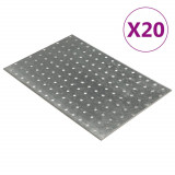 VidaXL Plăci perforate, 20 buc., 2 mm, 300x200 mm, oțel galvanizat