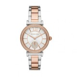Michael Kors Abbey Ceas Damă Quartz Bicolor Argintiu Rose Gold cu Cristale 36mm