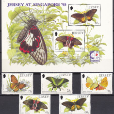 DB1 Fauna Fluturi Jersey 1995 5 v. + SS MNH
