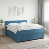 Cumpara ieftin Pat boxspring cu saltea Albastru inchis 180 x 200 cm Catifea
