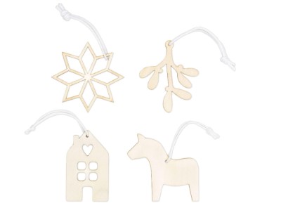 Set 8 ornamente din lemn pentru brad de craciun Papierdrachen - RESIGILAT foto