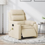 VidaXL Fotoliu electric de masaj rabatabil, crem, textil