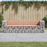Cumpara ieftin Bancă de grădină cu gabion, 244x71x65,5 cm, lemn masiv Douglas