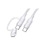 Cablu Date si Incarcare USB Type-C la Lightning - USB Type-C la USB Type-C Usams U31, PD Fast Charge, 60W, 5A, 1.2 m, Alb US-SJ403