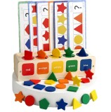 Jucarii Montessori Lemn, 35 Piese, Sortare Forme &amp; Culori, 5 Coloane, Joc Educativ Eco
