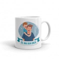 Cana alba personalizata &quot;Cel mai bun unchi&quot;, INOVATIX&reg;. 330ml