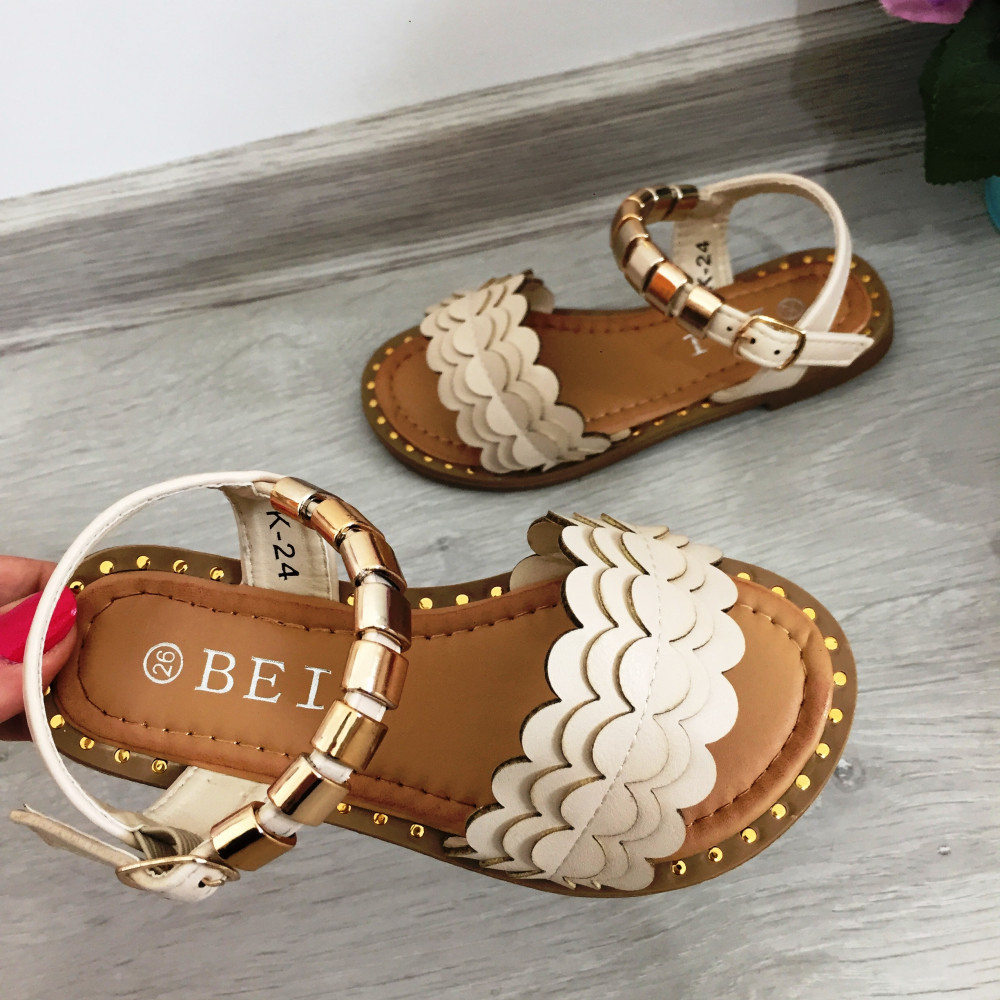 Sandale crem elegante cu aplicatii aurii pt fetite 31cod 0460, Fete, 31 |  Okazii.ro