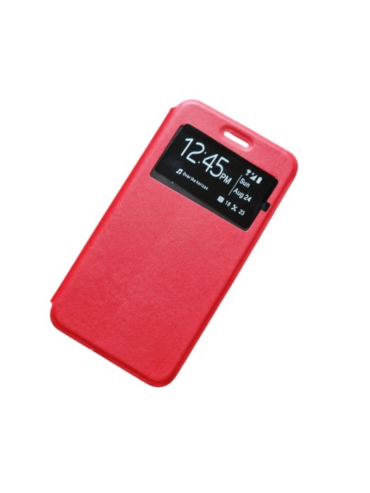 Husă Tip Carte pentru Huawei Y6 2019 &ndash; Roșie, cu Fereastră Vizualizare