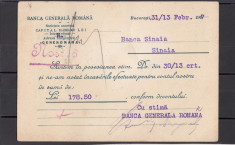 Carte Postala - Banca Generala Romana - Banca Sinaia - Mostra foto