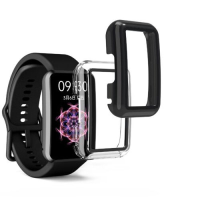 Set 2 huse kwmobile pentru OPPO Watch Free, Plastic, Negru/Transparent, 59315.01 foto