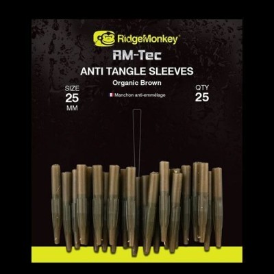 Conuri Antitangle RidgeMonkey RM-Tec Anti Tangle Sleeves Organic Brown Short 25buc/plic foto