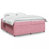 VidaXL Pat box spring cu saltea, roz, 200x200 cm, catifea 3285667