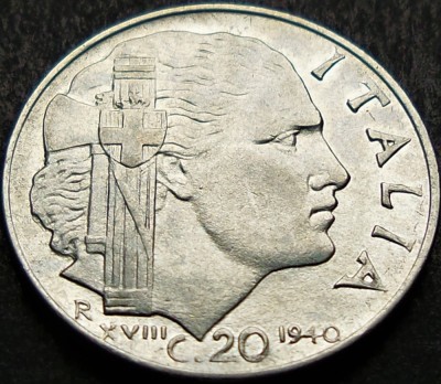 Moneda istorica 20 CENTESIMI - ITALIA FASCISTA, anul 1940 *cod 1584 B= excelenta foto