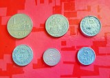G481-Lot 6 Monede Romania socialista RSR 1 Leu 1966+ 5/15/25 bani 1966+ 15/5 bani 1975. Stare generala buna, 15 bani 1966 mai uzat.