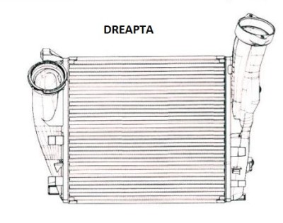 Intercooler Porsche Cayenne Turbo (92A), 06.2010-2017, motor 4.8 V8T 368/382kw, benzina, cu/fara AC, aluminiu brazat, 288x280x62 mm, intercooler drea foto