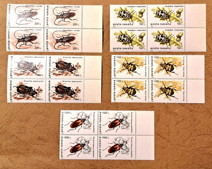 TIMBRE ROMANIA MNH LP1404/1996 -INSECTE I -(uzuale) -Bloc de 4 timbre