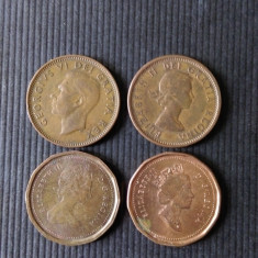 1 CENT CANADA LOT DE PATRU MONEDE AN:1950,1962,1982,1994