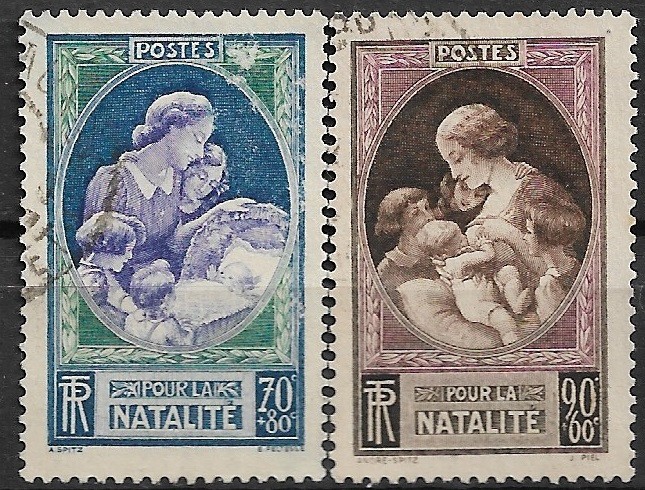 C1033 - Franta 1939 - Timbre ajutor 2v.stampilat,serie completa