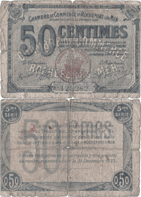 1920 (25 II), 50 centimes (Jean Pirot JP-107-17) - Franța (Rochefort-sur-Mer) foto