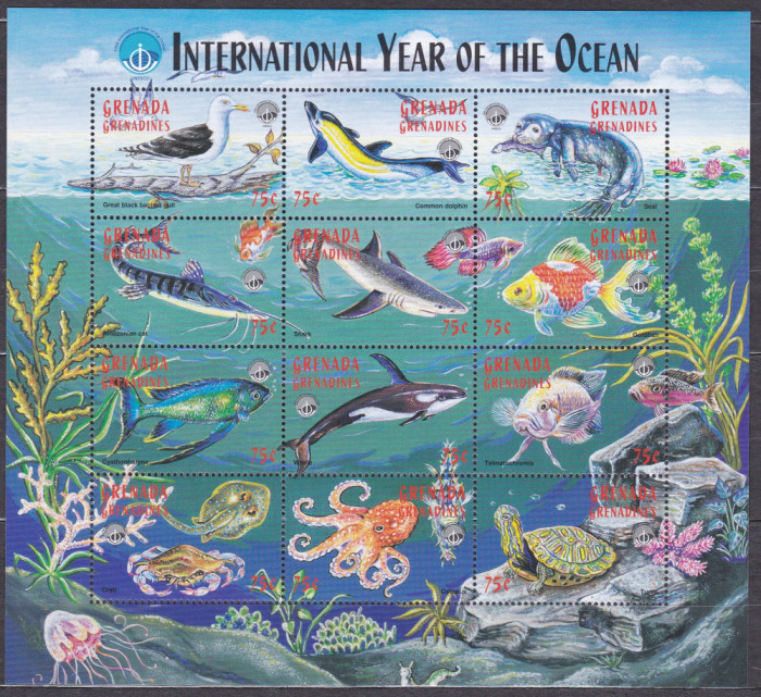 DB1 Fauna Grenada Anul International Al Oceanului Pesti MS MNH