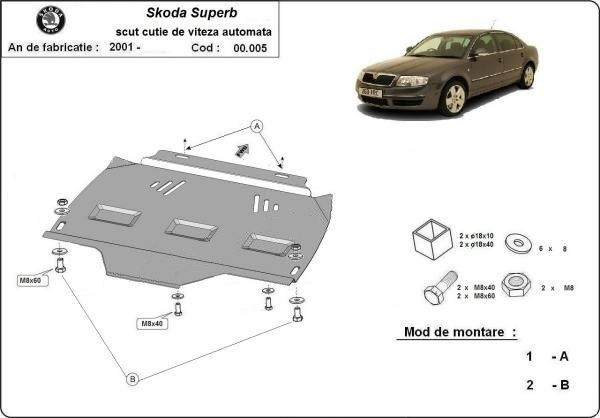 Scut metalic pentru cutia de viteze automata Skoda Superb 3U 2002-2008