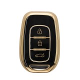 Husa Cheie Auto Kwmobile pentru Dacia 3 Butoane, Negru/Auriu, Silicon, KWM000025CC001C