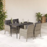 VidaXL Set mobilier de grădină cu perne, 5 piese gri deschis poliratan
