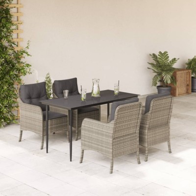 vidaXL Set mobilier de grădină cu perne, 5 piese gri deschis poliratan 3211992 foto