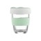 Pahar, portabil, cu capac, Mint, transparent, cu accente de verde, din sticla si silicon, 12.5 x 8.5 cm, ideal pentru transport si depozitare usoara