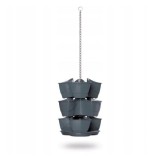 Cumpara ieftin Ghiveci decorativ de flori, Prosperplast, cu lant, antracit, 9 L, set 3 buc, 29.5x29.5x38/88 cm