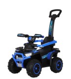 ATV electric cu maner 3 in 1, Kinderauto Warrior, pentru copii 1-3 ani, 30W 6V, roti moi, scaun tapitat, parasolar, echipare Premium, albastru