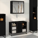 Cumpara ieftin Set de mobilier pentru baie 2 buc. Stejar Negru 80 x 33 x 60 cm