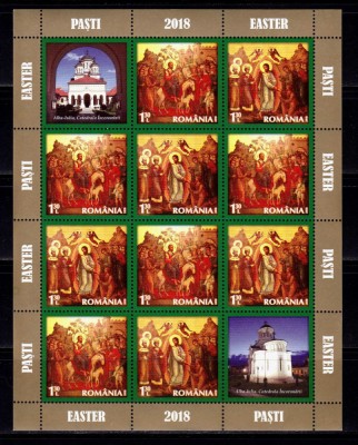 ✅RO 2018 LP 2184 a ,&amp;quot;Sfintele Pasti 2018 &amp;quot;, minicoli 5 serii+2 viniete, MNH foto