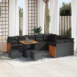 VidaXL Set de canapele pentru grădină 12 pcs Negru 80 x 80 x 71 cm