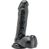 GET REAL - DILDO CU TESTICULE NEGRU 18 CM