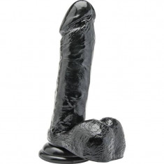 GET REAL - DILDO CU TESTICULE NEGRU 18 CM foto