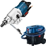 Bosch GDB 350 WE + GAS 12-25 PL - Masina de carotat 3200 W 350 mm + Aspirator umed-uscat 1250 W 200 mbar 25 l priza scule electrice